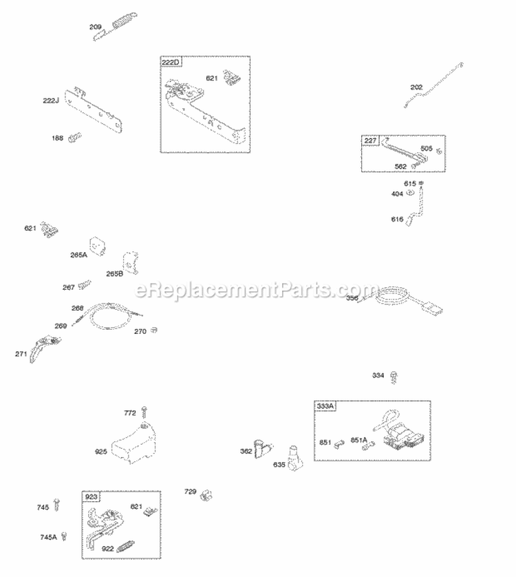 Brake Controls Covers Governor Spring Ignition Diagram and Parts List for  Briggs and Stratton Engine